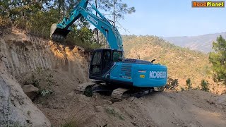 Mountain Road Building by Hyundai 220 Excavator and Kobelco 220 Excavator Team Up [upl. by Caleb]