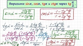 Синус и косинус через тангенс половинного угла Тригонометрия15 [upl. by Colon]