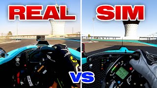 REAL VS SIMULATOR  Lap at the NEW Yas Marina Circuit [upl. by Celestyna]