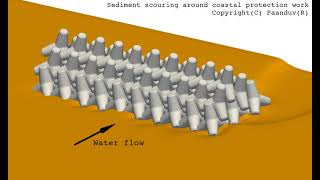 Sediment scouring modeling around coastal protection [upl. by Weiman]