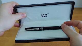 Unboxing Montblanc Meisterstuck PlatinumCoated Classique fountain pen [upl. by Tegirb]