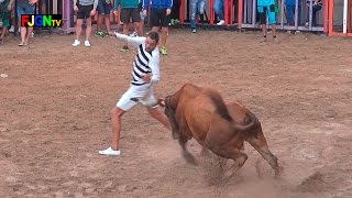 Vaquillas Enfundadas  Festa La Vila 2016  La Vilavella Castellon Bous Al Carrer Toros FJGNtv [upl. by Adnalra]