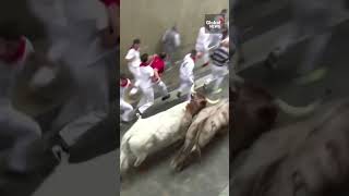 Running of the bulls kicks off in Pamplona Spain [upl. by Winograd133]