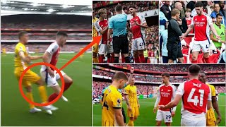 Declan Rice Red Carded For Kicking The Ball Off Joël Veltman  Arsenal vs Brighton [upl. by Stanway]