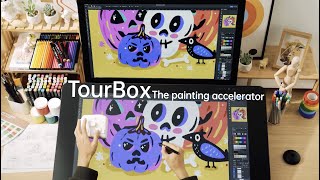 Fun drawing in Photoshop with TourBox  Drawing controller for Clip Studio Paint SAI and more [upl. by Wolenik864]