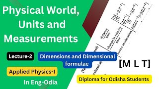 Applied Physics Lecture 2 Dimensions amp Dimensional Formulae  Odisha Diploma Students [upl. by Aokek]