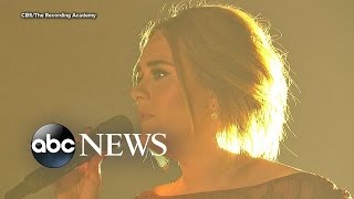 Grammys 2016 Adele Overcomes Technical Difficulties [upl. by Siramad]