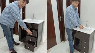 New Modern Counter Top Wash Basin Cabinet With Price Detail  furniture rayat [upl. by Attelocin]