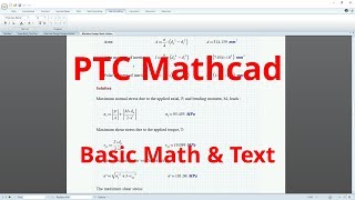 PTC Mathcad Tutorial  Basic Math and Text Introduction [upl. by Ylrebmik]