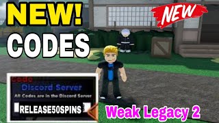 ROBLOX WEAK LEGACY 2 RELEASE🎉 CODES  WEAK LEGACY 2 CODE [upl. by Shelia]