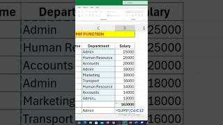 Department Totals  SUMIF Function MS Excel excel learning msexcelcourses teacher [upl. by Diet188]