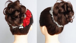 attractive messy bun hairstyle for wedding for long hair  Hair Styler [upl. by Atsillac]