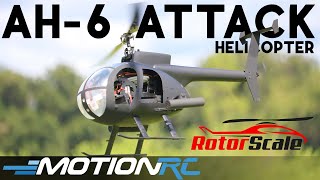 RotorScale AH6 Attack Tactical RC Helicopter Flight  Motion RC [upl. by Anya81]