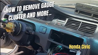 How to remove 9295 Honda Civic gauge cluster and dashboard panel [upl. by Ahsela]