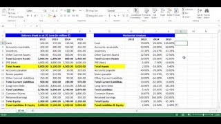 Horizontal Analysis for Balance Sheet Items using Excel [upl. by Meit]