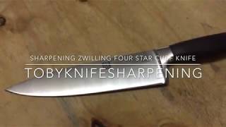 Sharpening Zwilling Four Star Chef Knife [upl. by Dnomder99]