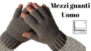 Tutorial mezzi guanti da uomo alluncinetto 💕uncinetto facile passo a passo💕 [upl. by Norvun]