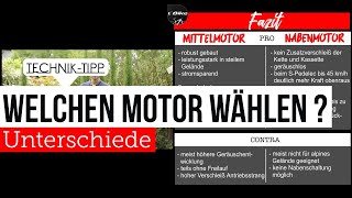 Welchen EBike Motor soll ich wählen  Unterschiede Mittelmotor Nabenmotor Bosch  TQ und Brose [upl. by Schuh63]