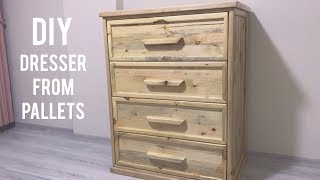 Paletten şifonyer yapımı  Making dresser from pallets  Diy dresser from pallets  Wooden dresser [upl. by Millar544]