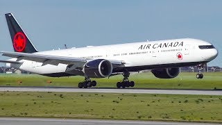 Air Canada New Livery 777300ER Landing and Takeoff at Calgary Airport [upl. by Ellatnahc]