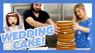 HOW TO MAKE A WEDDING CAKE  iJustine [upl. by Anavlys346]