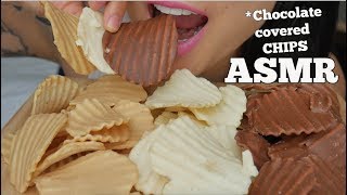 ASMR Potato Chips Covered CHOCOLATE CRUNCHY EATING SOUNDS  SASASMR [upl. by Siana]