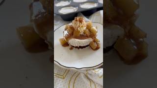 Mini Apple Pie Cheesecake with Homemade Apple Pie Filling and Whipped Cream  Happy Bake Day [upl. by Arvo202]