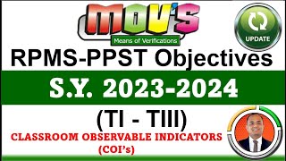 T1T3 RPMS Objectives Classroom Observable Indicators for SY 20232024 [upl. by Venterea]