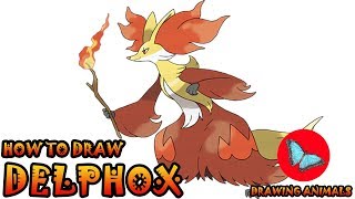 How To Draw Delphox Pokemon  Drawing Animals [upl. by Son197]