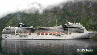 Cruise Ship MSC Orchestra Horn Battle in the Geiranger Fjord HD [upl. by Jeavons]