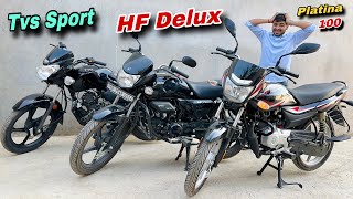 Bajaj Platina 100 vs Hero HF Deluxe Vs TVS Sport 🔥 Which is Best ❓Detailed Comparison 💪🏻100 CC Bike [upl. by Aiken323]