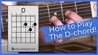 Super Easy First Guitar Lesson  Guitar Lessons For Beginners  Stage 1  The D Chord [upl. by Dionysus]