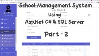 School Management System Project Part 2 in AspNet C amp Sql Server  Tech Tips Unlimited [upl. by Papke]