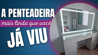 A penteadeira camarim mais linda que você já viu  Espelho de LED com botão touch [upl. by Myca]