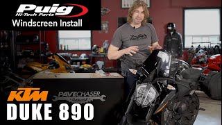 KTM Duke 890 Puig Windscreen Install [upl. by Ahsilem]