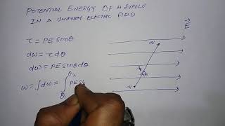 Potential Energy of a Dipole in a Uniform Electric Field  By Mr Bipin Kumar Singh [upl. by Yadnil]