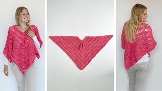 SUCH SIMPLE PONCHO  FREE CROCHET PATTERN [upl. by Lynden155]