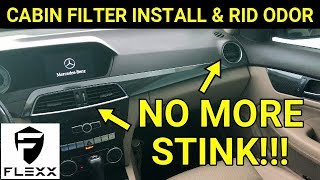 INSTALL MERCEDES CCLASS CABIN FILTER amp GET RID OF SMELLY VENTS [upl. by Kaiser562]