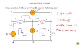 Supermesh Analysis  Example 2 [upl. by Tortosa]