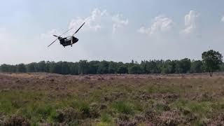 RNLAF CH47d Chinook low flying Ginkelse Heide Ede [upl. by Ahseela]