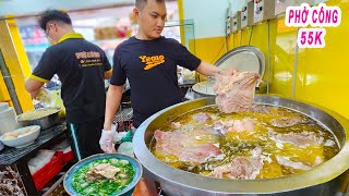 Phở Công 55K  Chủ quán chia sẻ cách nấu Phở đậm đà thơm ngon [upl. by Anabal47]