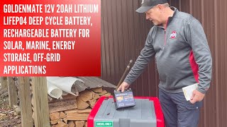 REVIEW GOLDENMATE 12V 20Ah Lithium LiFePO4 Deep Cycle Battery [upl. by Demeter714]