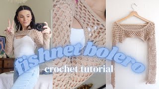 fishnet bolero shrug  crochet tutorial [upl. by Anyahs]