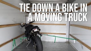 How to Tie Down a Motorcycle in a Moving Truck [upl. by Pepita]