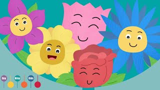 Five Little Flowers Growing in a Row  Nursery Rhyme  ItsyBitsyKids [upl. by Hyacinth]