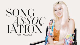 Ava Max Sings Rihanna Taylor Swift and Britney Spears in a Game of Song Association  ELLE [upl. by Amilas]