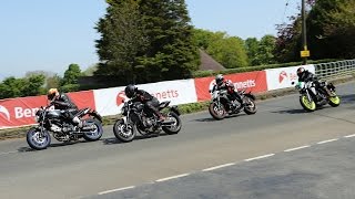 Suzuki SV650 v Yamaha MT07 v Kawasaki ER6n v WK650i Isle of Man Lightweight TT Test [upl. by Etnovad38]