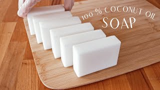 How to make 100  coconut oil soap  Simple cold process soap making [upl. by Shull]