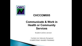 CHCCOM005 Communicate amp work in health or community services Student online version [upl. by Sabsay]