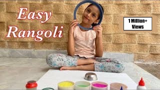 Easy Rangoli design Simple Rangoli Rangoli for beginners Quick Rangoli by Anvi Fun with colours [upl. by Annaeed]